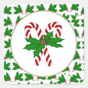Candy Cane Collection Quadratischer Aufkleber