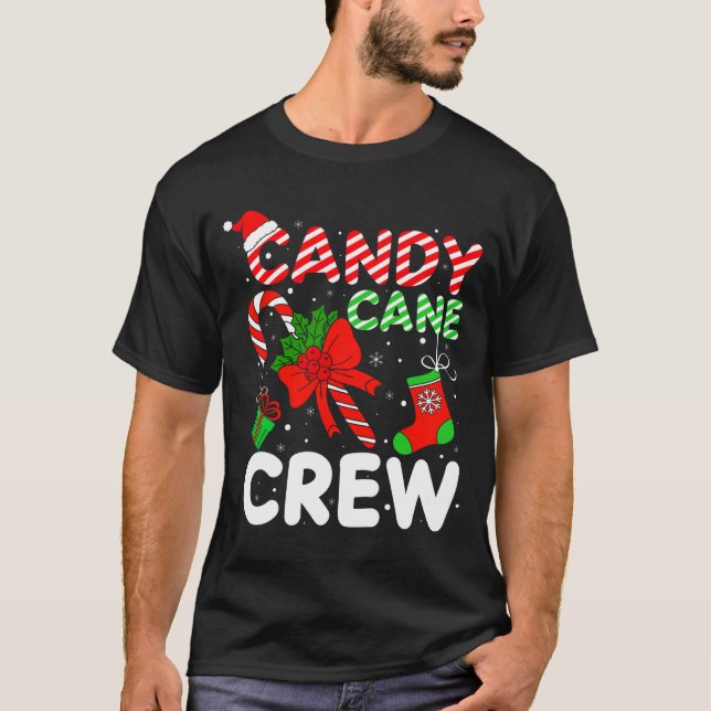 Candy Cane Crew Christmas Funny Xmas Matching Fami T-Shirt (Vorderseite)