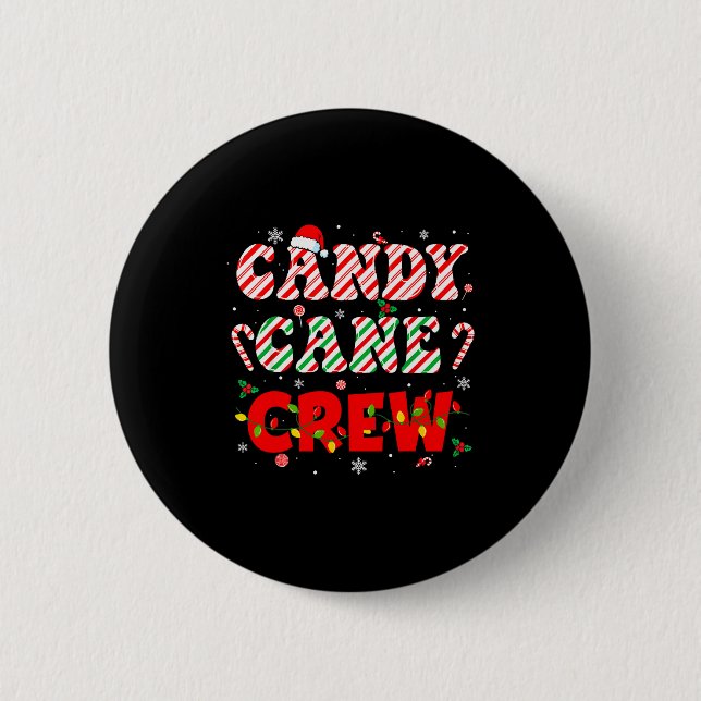 Candy Cane Crew Funny Christmas Holiday Family Men Button (Vorderseite)