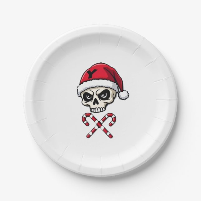 Candy Cane Crew Skull Christmas 2025 Funny Men Boy Pappteller (Vorderseite)