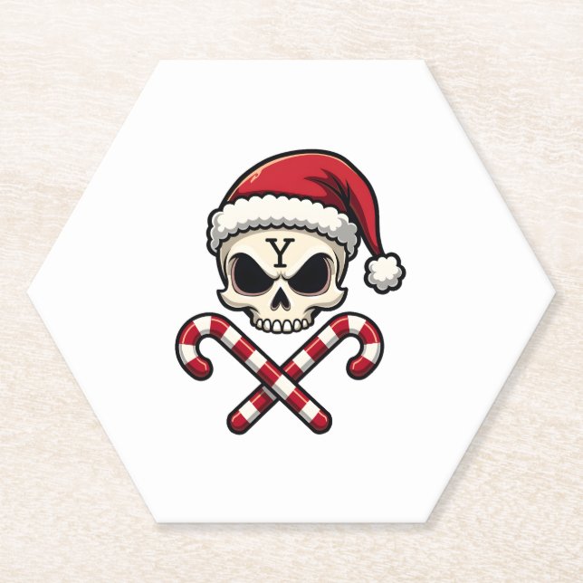 Candy Cane Crew Skull Christmas 2025 Funny Men Boy Untersetzer (Vorderseite)