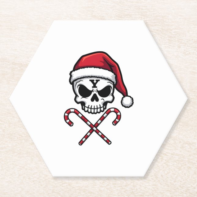 Candy Cane Crew Skull Christmas 2025 Funny Men Boy Untersetzer (Vorderseite)
