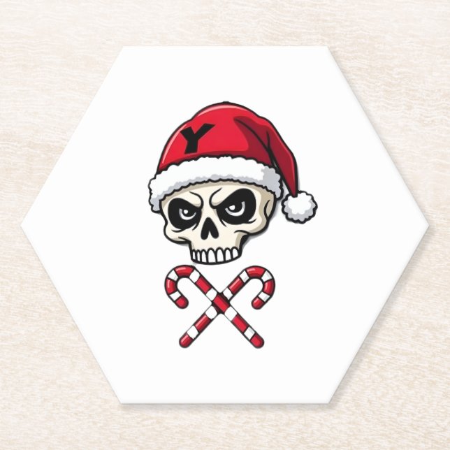 Candy Cane Crew Skull Christmas 2025 Funny Men Boy Untersetzer (Vorderseite)