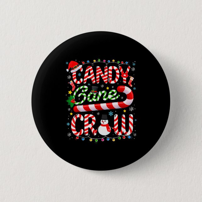 Candy Cane Crew Weihnachtspyjamas Erwachsene Männe Button (Vorderseite)