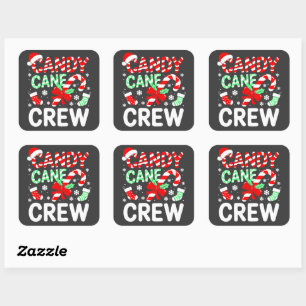 Candy Cane Crew Weihnachtsschlafanzug Quadratischer Aufkleber
