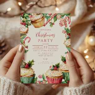 Candy Cane Cupcake Weihnachten Einladung