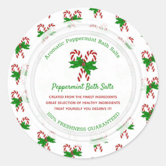 Candy Cane Custom Classic Round Aufkleber