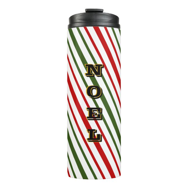 Candy Cane Diagonal Stripes Weihnachten Säule Thermosbecher (Vorderseite)