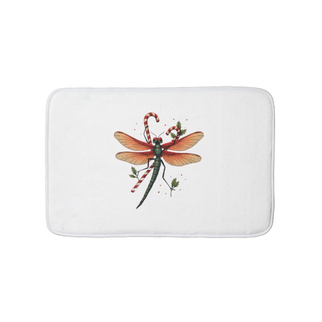Candy Cane Dragonfly Badematte (Vorderseite)