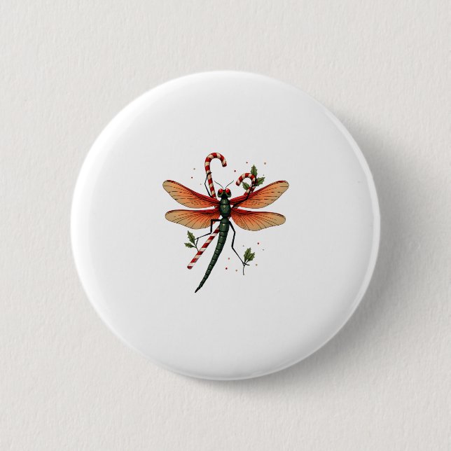 Candy Cane Dragonfly Button (Vorderseite)