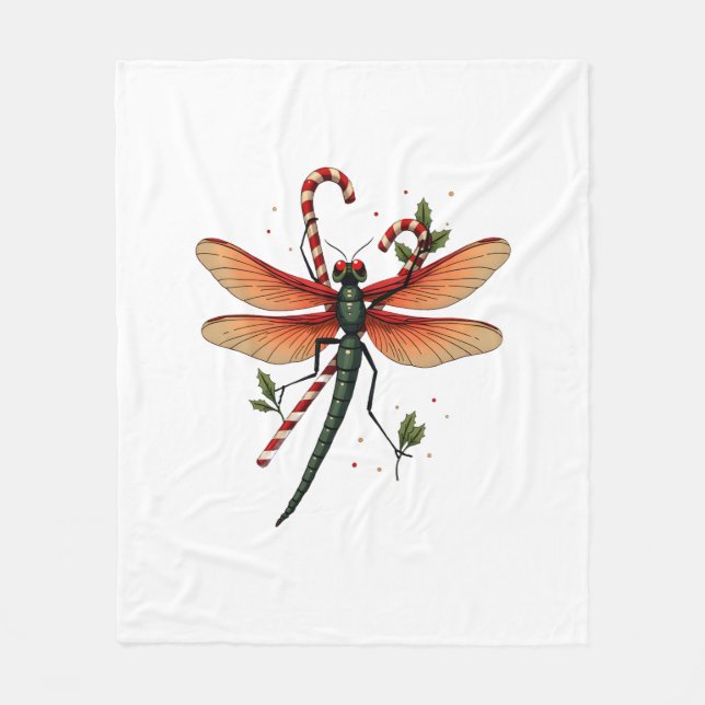 Candy Cane Dragonfly Fleecedecke (Vorderseite)