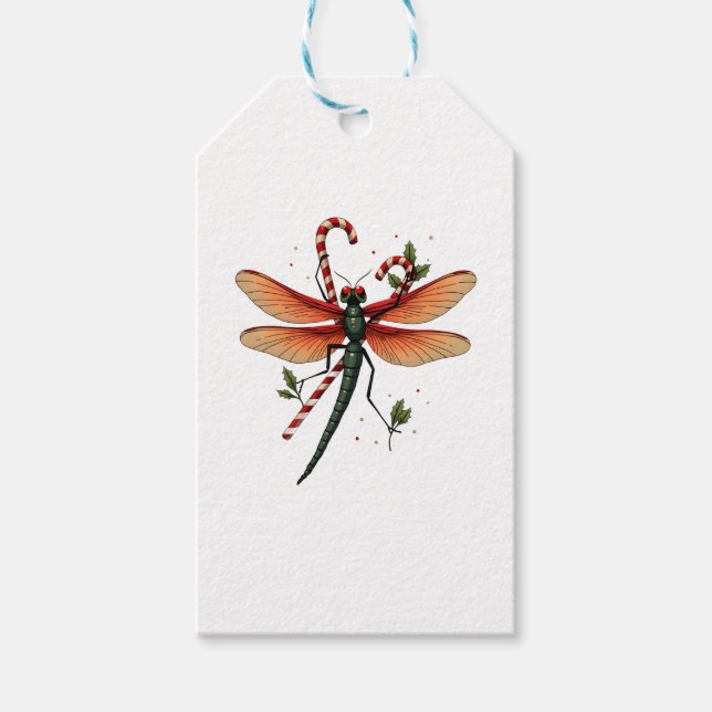 Candy Cane Dragonfly Geschenkanhänger (Vorderseite)