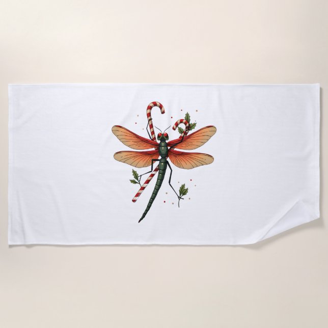 Candy Cane Dragonfly Strandtuch (Vorderseite)