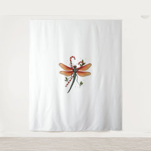 Candy Cane Dragonfly Wandteppich