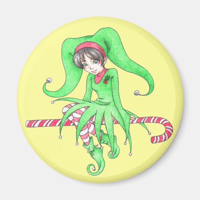 Candy Cane Elf Holiday Magnet (Vorne)