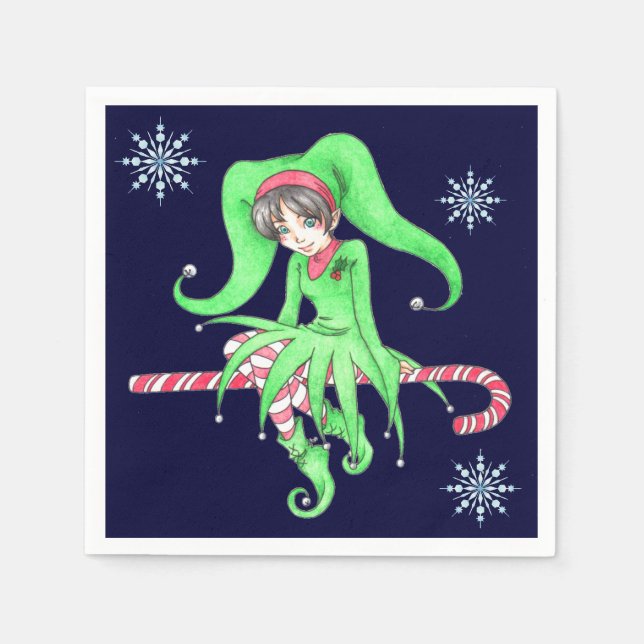 Candy Cane Elf Paper Napkins Serviette (Vorderseite)