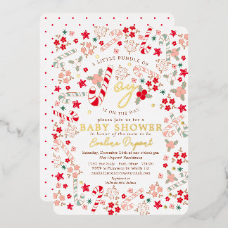 Candy Cane Floral Christmas Baby Dusche Einladung