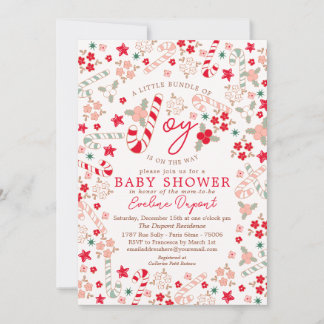 Candy Cane Floral Christmas Baby Dusche Einladung