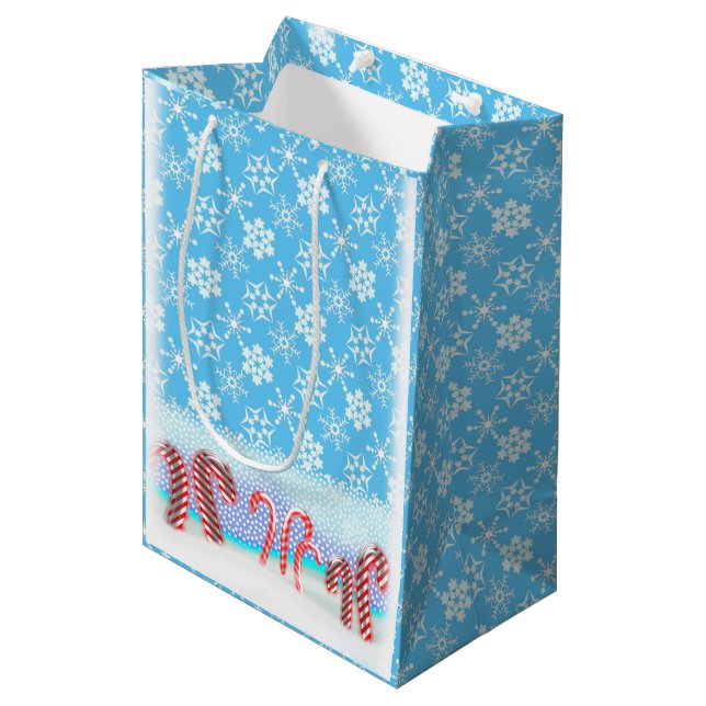 Candy Cane Forest Classic Weihnachten Mittlere Geschenktüte (Vorderseite Schrägansicht)
