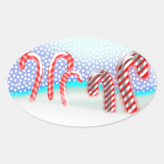 Candy Cane Forest Weihnachten Ovaler Aufkleber (Vorderseite)