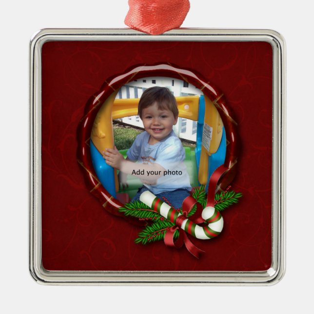 Candy Cane Foto Rahmen Weihnachtsdekoration Ornament Aus Metall (Vorne)