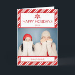Candy Cane Foto von Folded Christmas Card Feiertagskarte<br><div class="desc">In modern classic, this white and red snowflake critike candy cane foto template Christmas card is a festive choice for your holiday mailings this year. Add your foto and personalize the text to create your own holiday card. So much more than a store bought card, these are sure to become...</div>