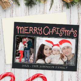 Candy Cane Frohe Weihnachten 2 Foto-Karte