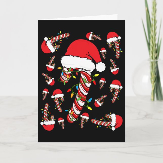 Candy Cane fröhlich und hell rot und weiß Spaß Chr Karte (Vorderseite)
