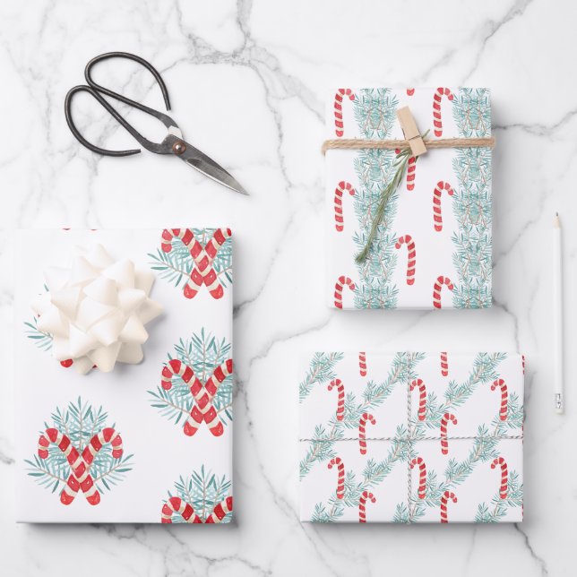 Candy Cane Garland Geschenkpapier Set (Vorderseite)