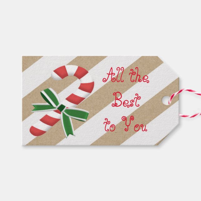 Candy Cane Geschenkanhänger (Vorderseite (Horizontal))