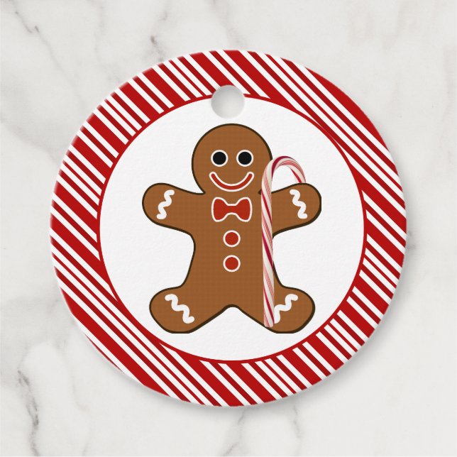 Candy Cane Gingerbread Mann Weihnachtsgeschenk Gef Geschenkanhänger (Vorderseite)