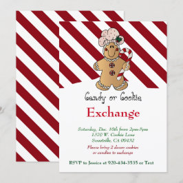 Candy Cane Gingerbrot Cookie & Candy Exchange Einladung