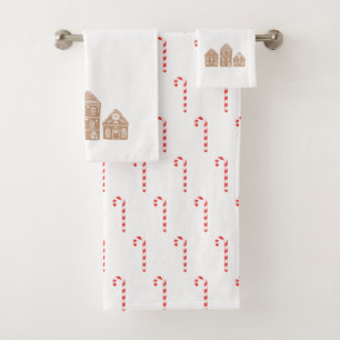 Candy Cane Gingerbrot Pattern Badetuch Set