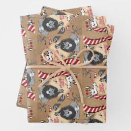 CANDY CANE GIRAFFE & FRIENDS von Jeff Willis Art Geschenkpapier Set