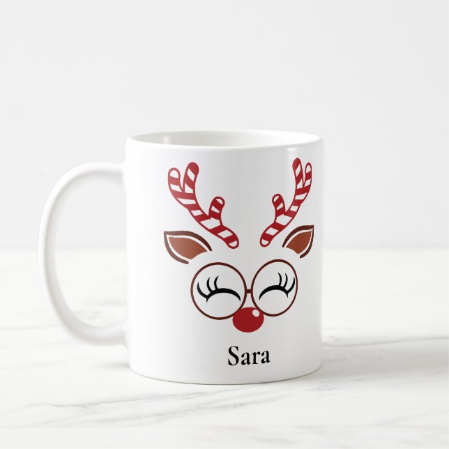 Candy Cane Glasses Rentier Weihnachtsfeierliche Ta Kaffeetasse (Links)