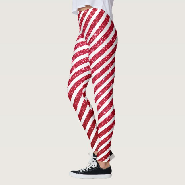Candy Cane Glitzer Stripped Peppermint Leggings (Links)