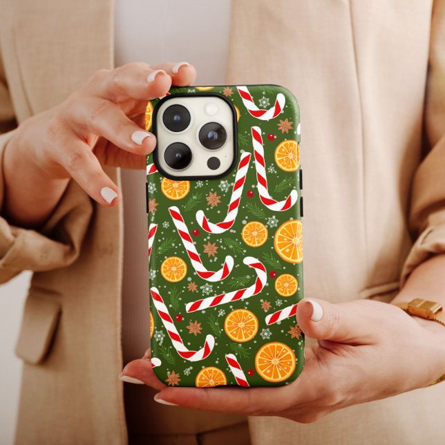 Candy Cane Green Christmas Orange iPhone Case Mate (Von Creator hochgeladen)