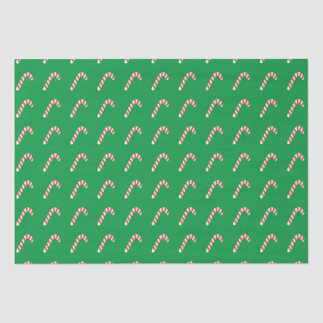 Candy Cane Green Niedlich Simple Christmas Holiday Seidenpapier (Vorderseite)