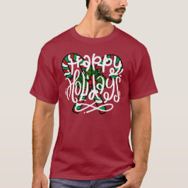 Candy Cane Happy Holidays T - Shirt