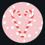 Candy Cane Heart Christmas Classic Round Sticker<br><div class="desc">Genießen Sie unsere Weihnachtsdesigns.</div>