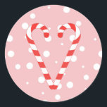 Candy Cane Heart Christmas Classic Round Sticker<br><div class="desc">Genießen Sie unsere Weihnachtsdesigns.</div>
