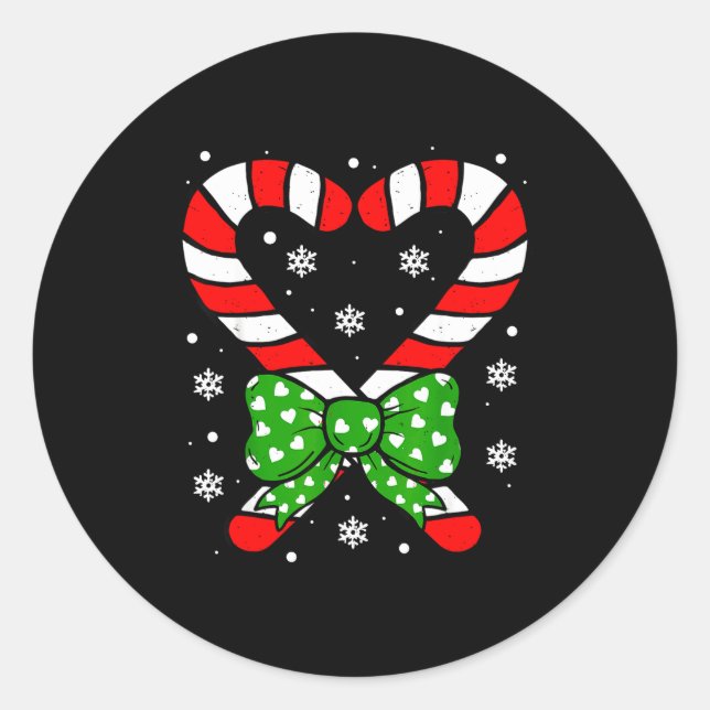 Candy Cane Heart Coquette Bow Christmas Toddler Ki Runder Aufkleber (Vorderseite)