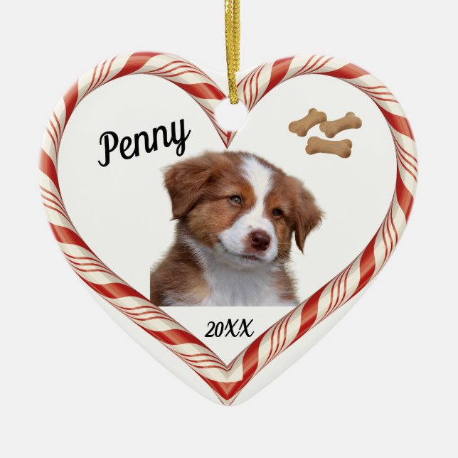 Candy Cane Heart Dog Ornament (Vorne)