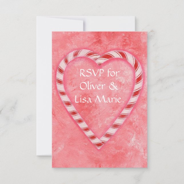 Candy Cane Heart UAWG Response Card Winter Wedding RSVP Karte (Vorderseite)
