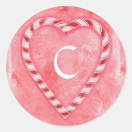 Candy Cane Heart Wedding Siegel, Monogram Stickers