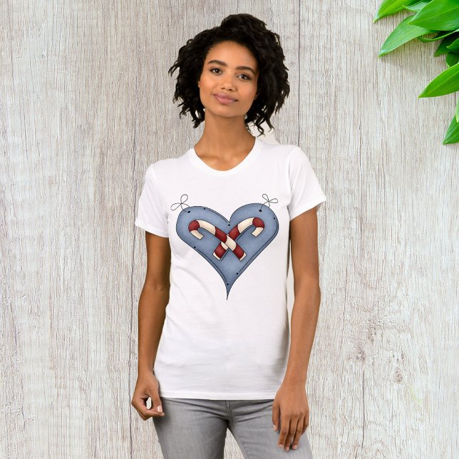 Candy Cane Heart Womens T - Shirt (Von Creator hochgeladen)