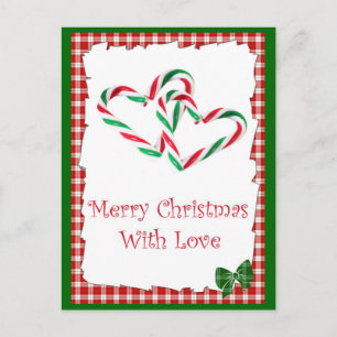 Candy Cane Hearts Postcard Postkarte