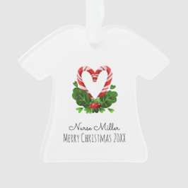 Candy Cane Herz Frohe Weihnachts NURSE Name Jahr Ornament