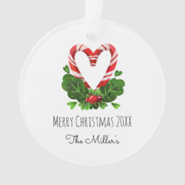 Candy Cane Herz Frohe Weihnachtsnamen Jahr Foto Ornament