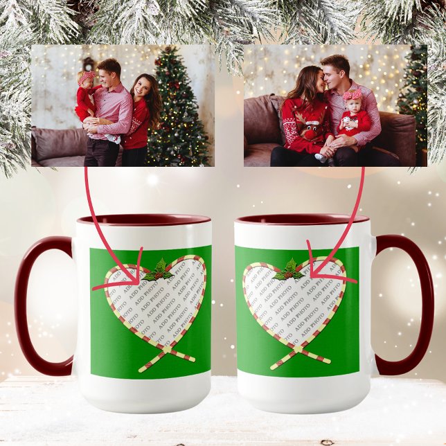 Candy Cane Herz Ihr Foto Tasse (Candy Cane Heart Your Photo Mug)